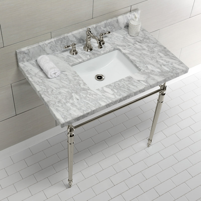 Kingston Brass Edwardian Ceramic Rectangular Console Bathroom Sink with